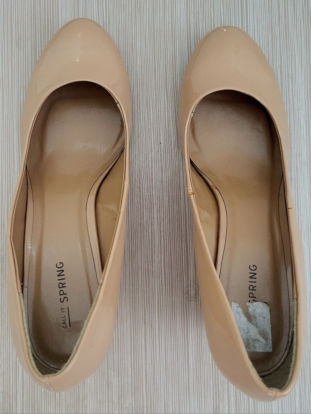 Call It Spring Patent Nude Wedge Heels